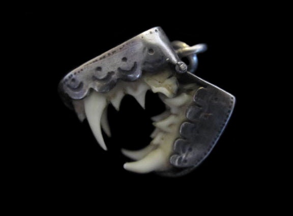 Vintage Teeth Locket (Opening) Set In Silver-Fierce & Odd Charm, Pendant