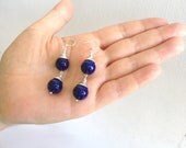 Indigo Blue Dangle Earrings -Riverstone Gemstone
