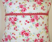 Shabby chic spray flower pillow cushion in white