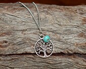 Family Tree Birthstone Necklace, Mothers Necklace - 1 birthstone