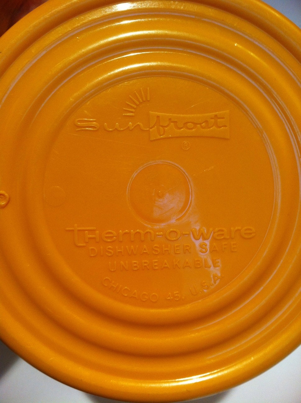 Vintage Sunfrost Therm o ware yellow casserole storage container with lid.