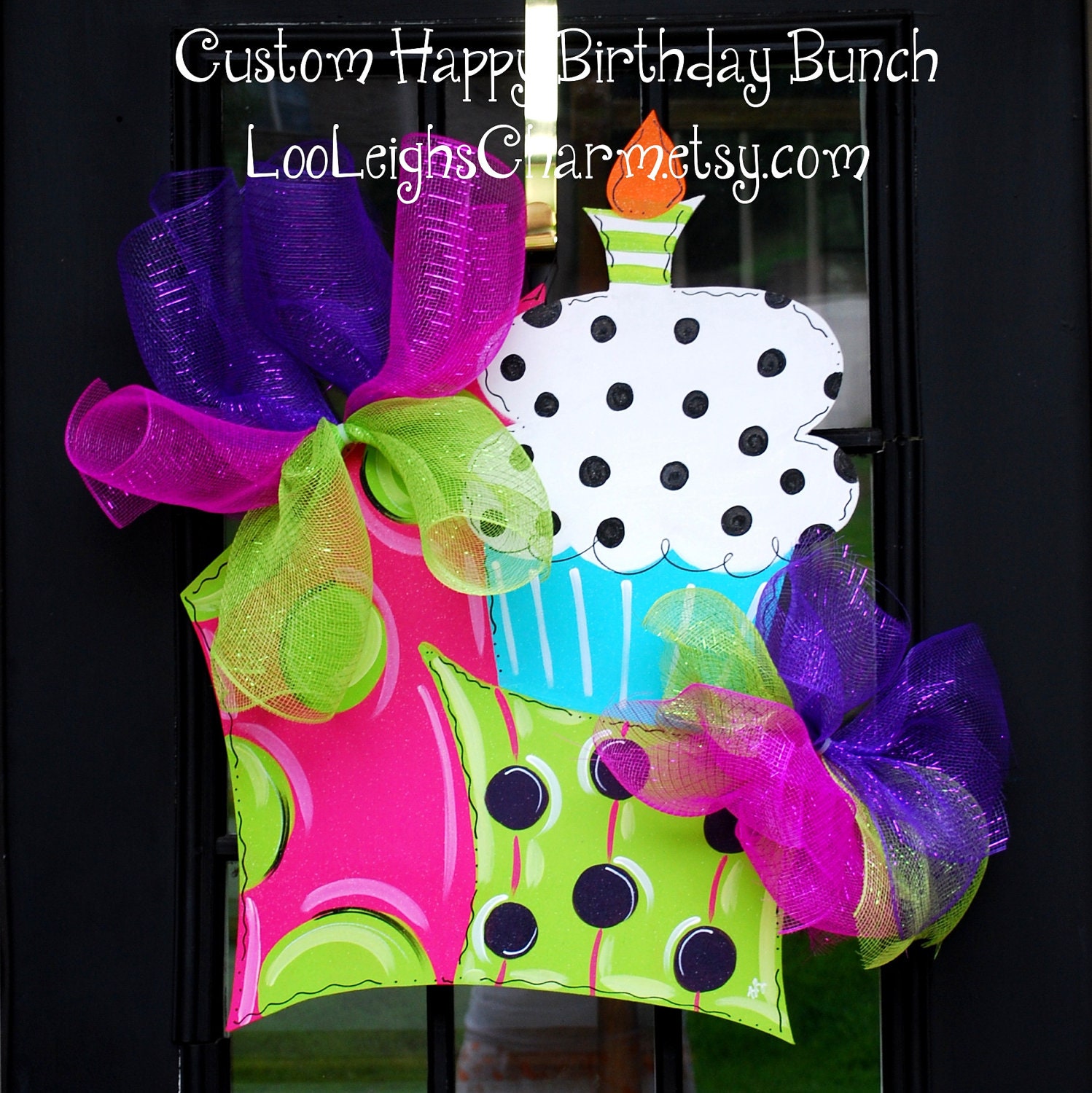 Birthday Cupcake Door Hanger, Birthday Decoration, Custom Birthday Decor