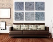 Concrete Abstract Wall art, 6 square CUSTOM abstract painting, Large abstract art, - Concrete, gray