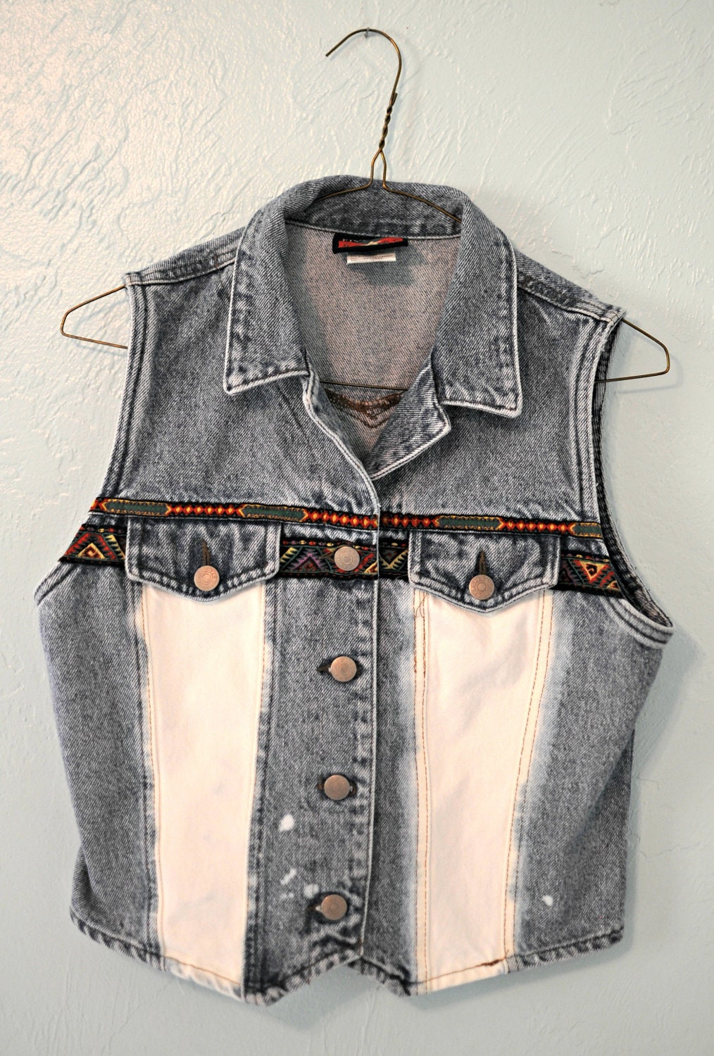 Denim Vest with Stitching