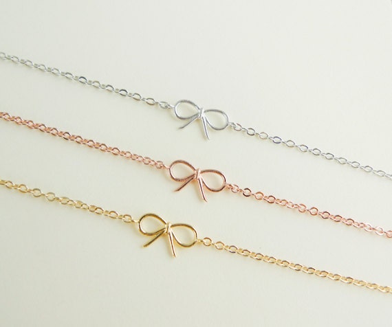 tiny small cute bow bracelet CHOOSE ONE gold / silver / rose gold