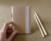 pocket notebook, mini journal, jotter, moleskine, decorated with a piece of lovely white lace - white line