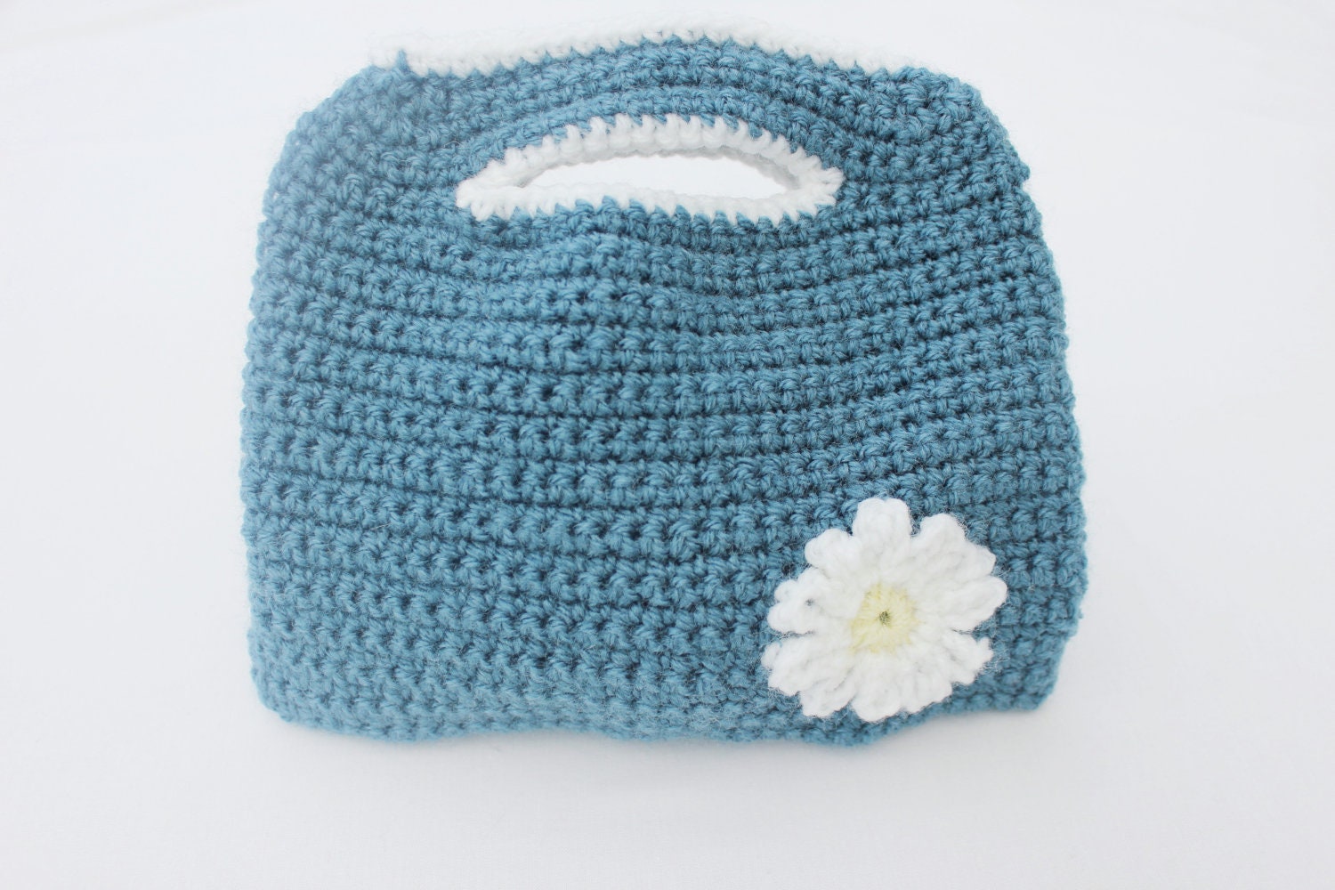 Blue crochet bag - daisy flower bag
