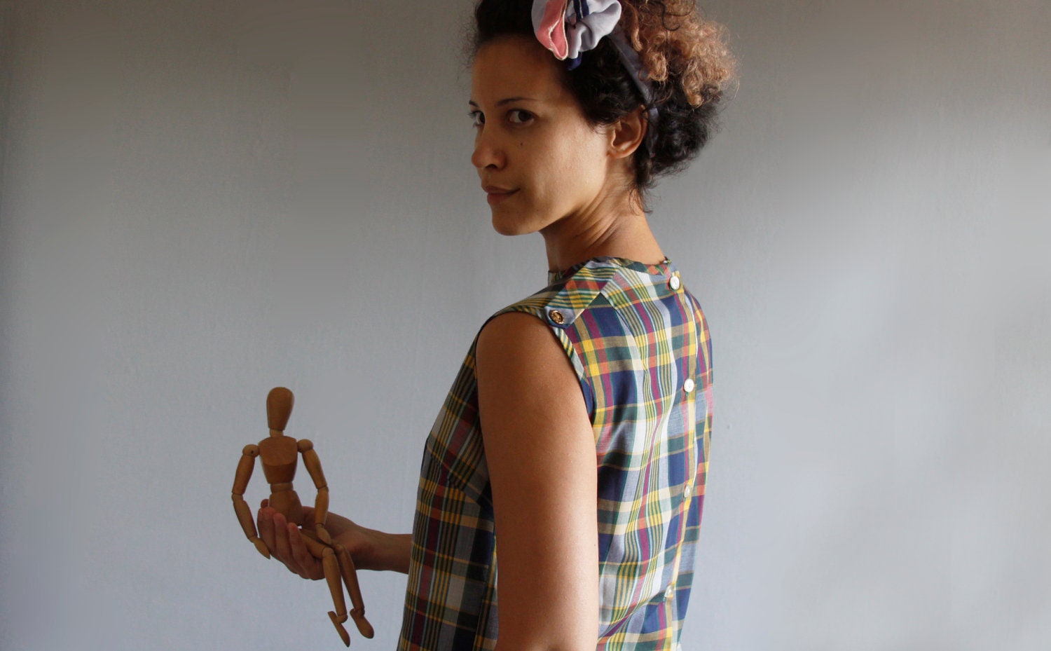 1960's plaid blouse
