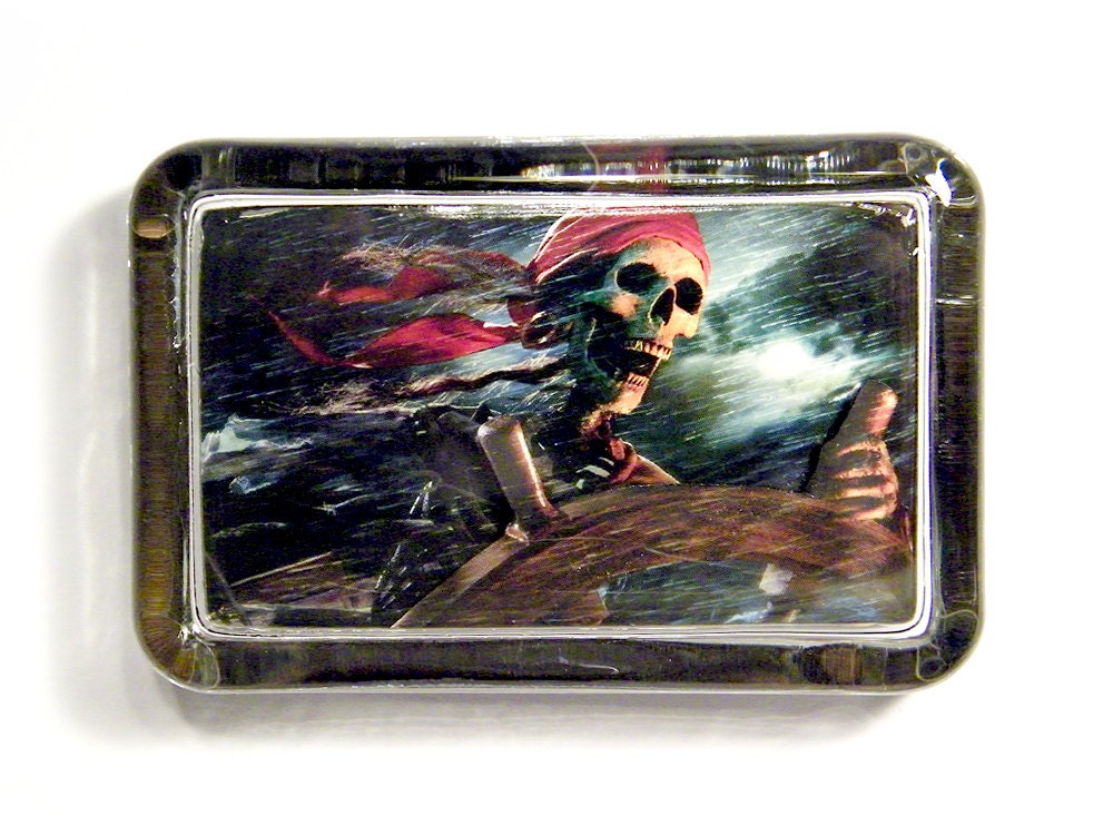 3D Pirates of the Caribbean Skeleton at Ship Wheel - Dimensional Image Sculpture