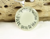 I love you to the moon and back - Love Quote Necklace, Anniversary Gift, Romanic Gift for Her, Unique Handmade Jewelry, Iridescent White