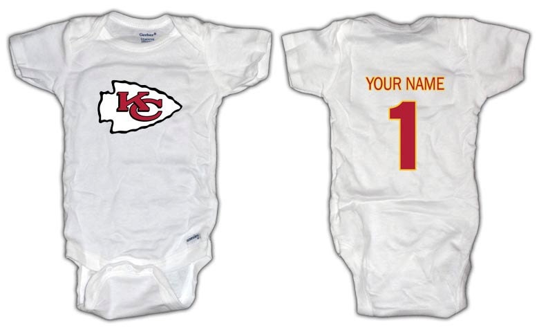 Football Kansas City Chiefs ONESIE with custom name. Baby/Toddler sizes.
