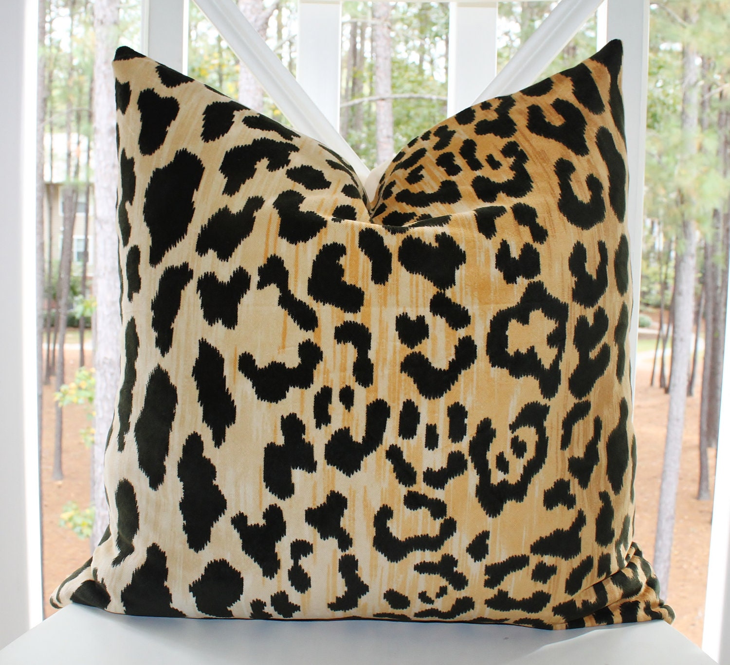 Leopard Pillow - 22 x 22 Leopard Print Velvet Pillow Cover - Animal Throw Pillow
