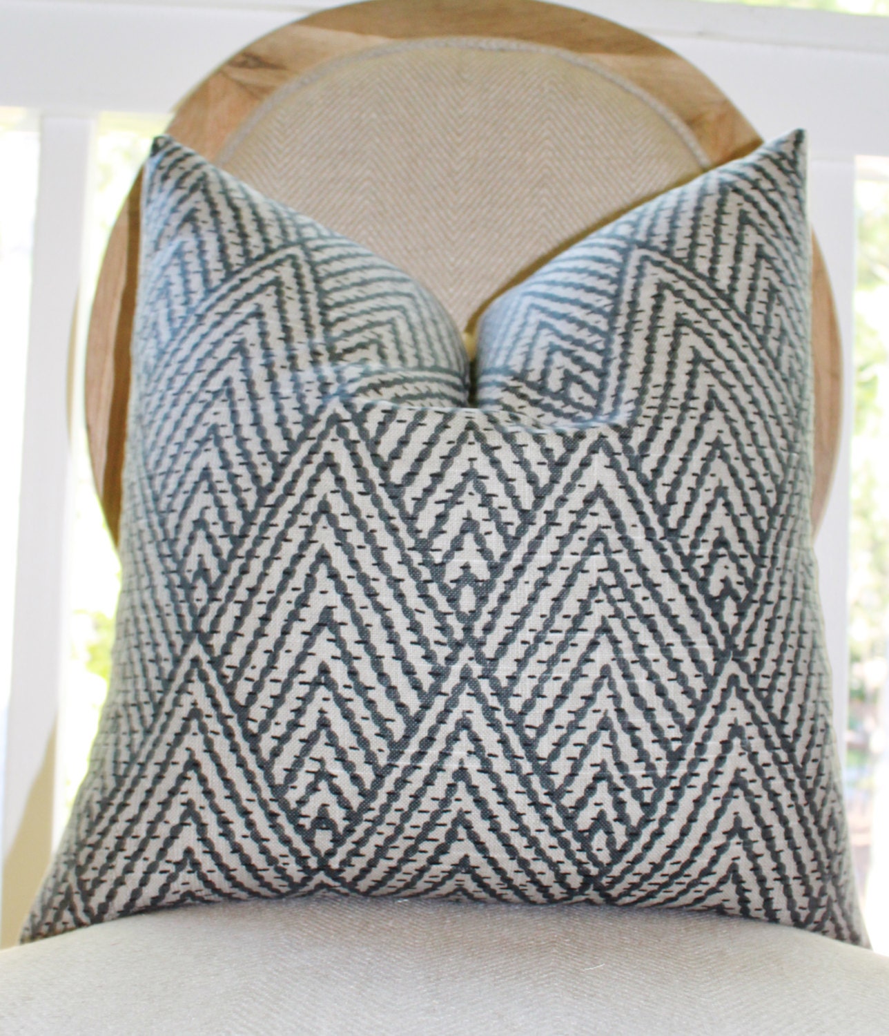 Decorative Designer Pillow - Black Gray Beige Geometric Pillow -Black Tan Chevron Pillow - Grey Pillow Cover -Throw Pillow