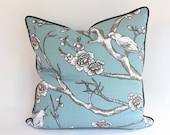 Designer Pillow Cover with Piping in Dwell Studio Vintage Blossom Bird Fabric, 20x20