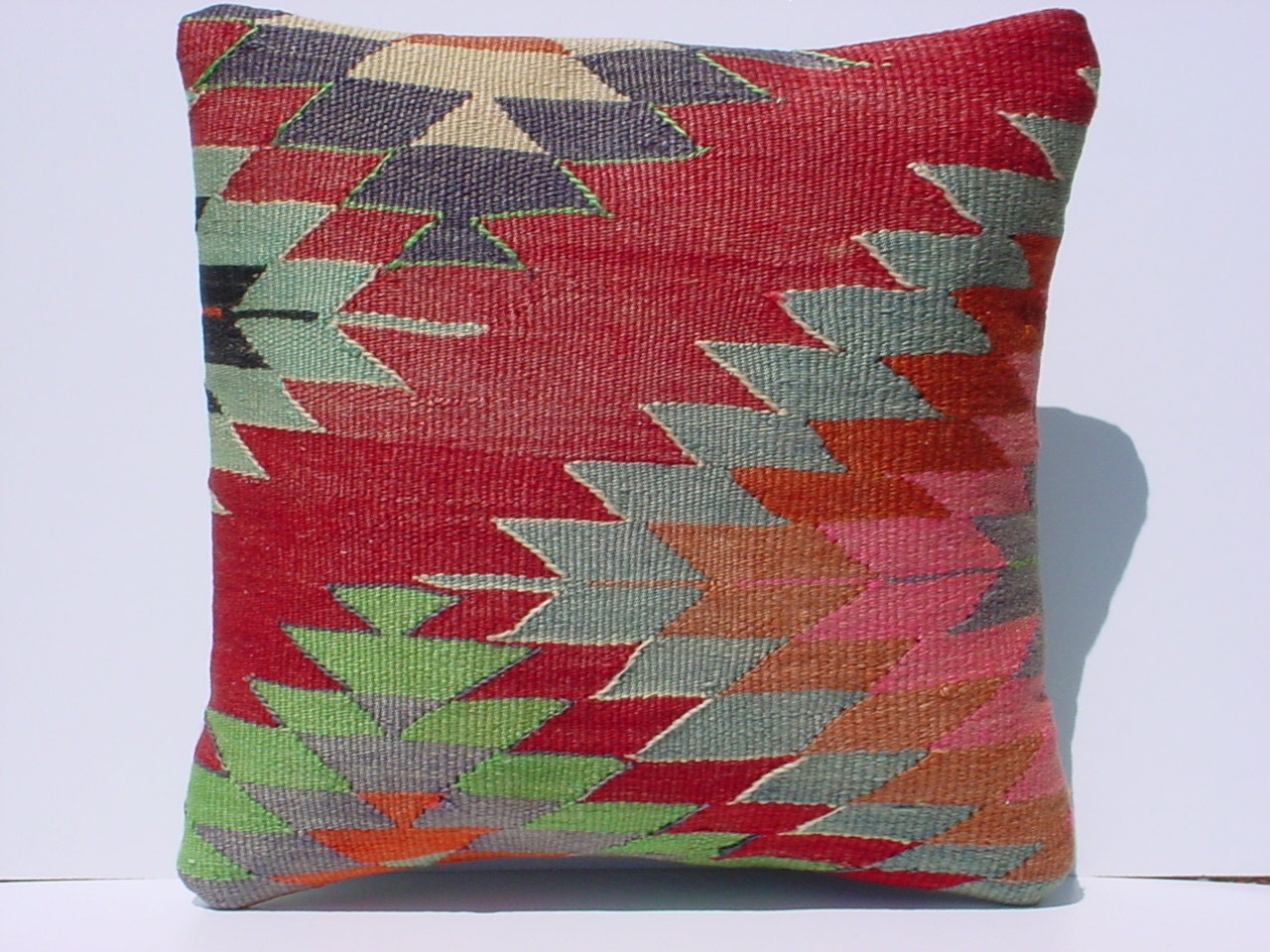 MODERN Bohemian Home Decor,Handwoven Turkish Kilim Pillow Cover  16" X 16",Decorative Kilim Pillow,Vintage Kilim Pillow,Throw Pillow