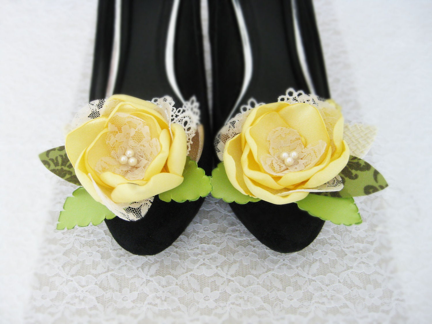 Flower Shoe Clip. Yellow Fabric Flower Shoe Clips. Women Accessory. Flower Accessory. Wedding Accessory.