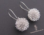 SALE, 10% OFF: Dandelion earrings in white gold, dangle earrings, drop earrings