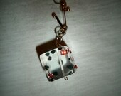 Single Pink Sparkle Dice Necklace