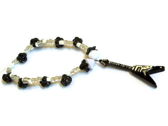 Electric Guitar Flying V Bracelet, Guitar jewelry, electric guitar bracelet, Christmas gifts, stocking stuffers
