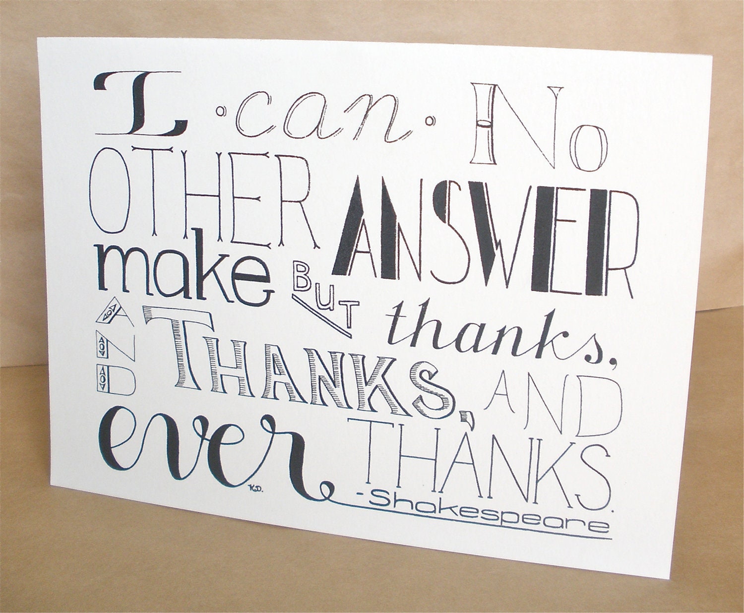 Thank You Card, Thanks Card, Thanksgiving Card, Blank Thank You Card