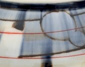 Handmade Porcelain Bowl with Dots, Spiral Stripes, and Drips