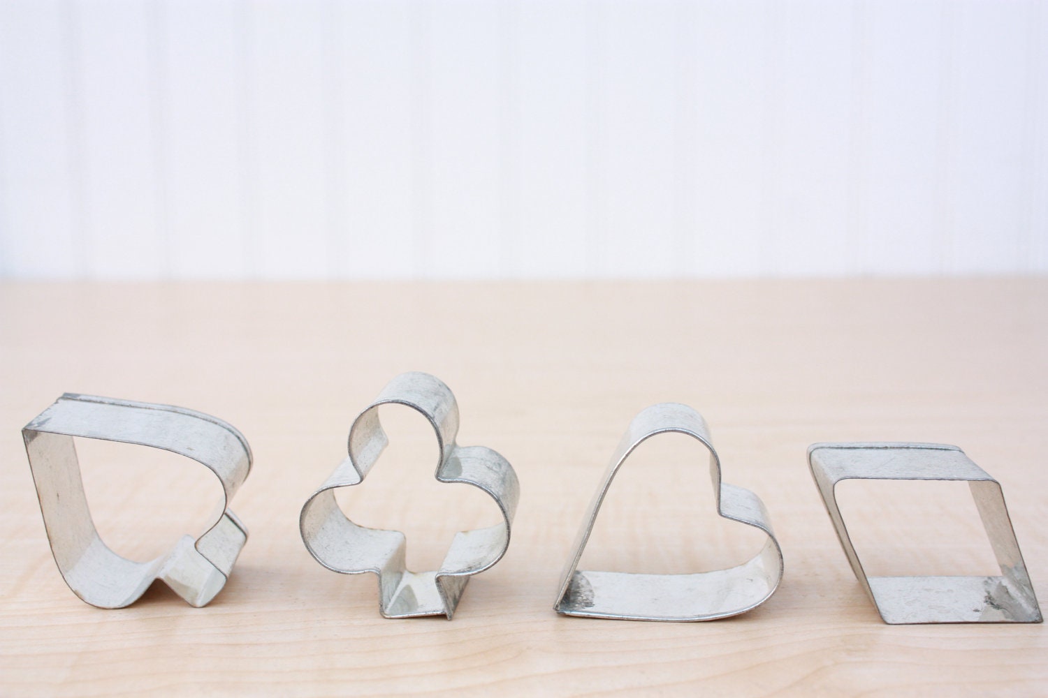 Vintage Miniature Metal Cookie Cutters Playing Card Suits - Set of 4