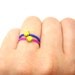 Fuchsia Beaded RING w/ Neon Yellow Rhinestone - Friendship Ring