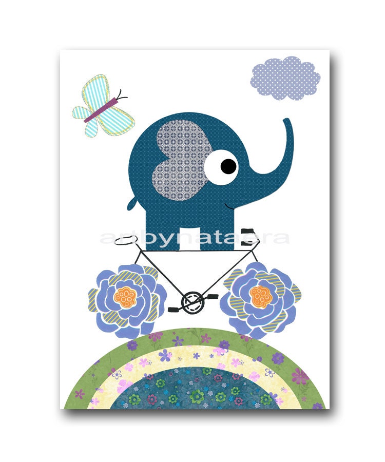 Baby wall decor Kids wall decor Baby Boy Decor Children wall decor Baby nursery wall decor Baby Boy Nursery print art 8" x 10" elephant blue