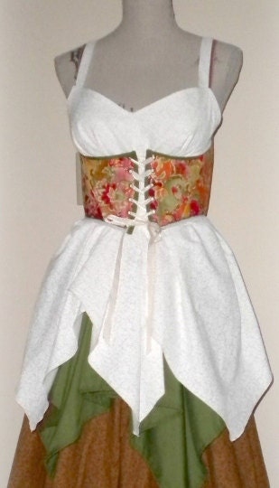 Fairy Corset Costume Custom Made Renaissance 2 Skirts 1 Reversible Waist Cincher 1 Petal Shirt