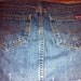 Denim Cut up Distressed Waisted Faded Blue Denim Mini Skirt with Orange Stitching Jean Skirt