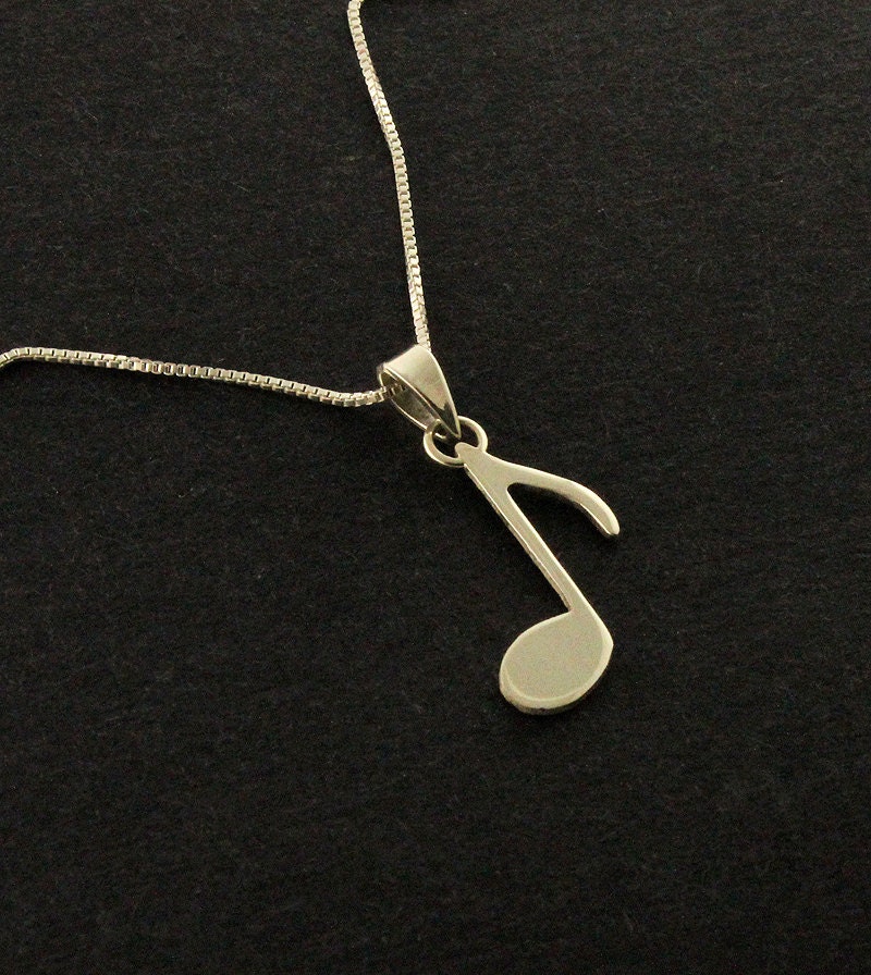 music note necklace G clef Treble clef Necklace silver music note Pendant charm necklace sol key pendant with 16" inches 925 Silver Chain
