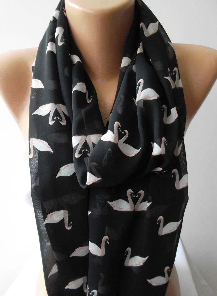 Swan Lake -CHIFFON - Infinity Scarf Loop Scarf Circle Scarf - It made with good quality chiffon fabric - Super Loop