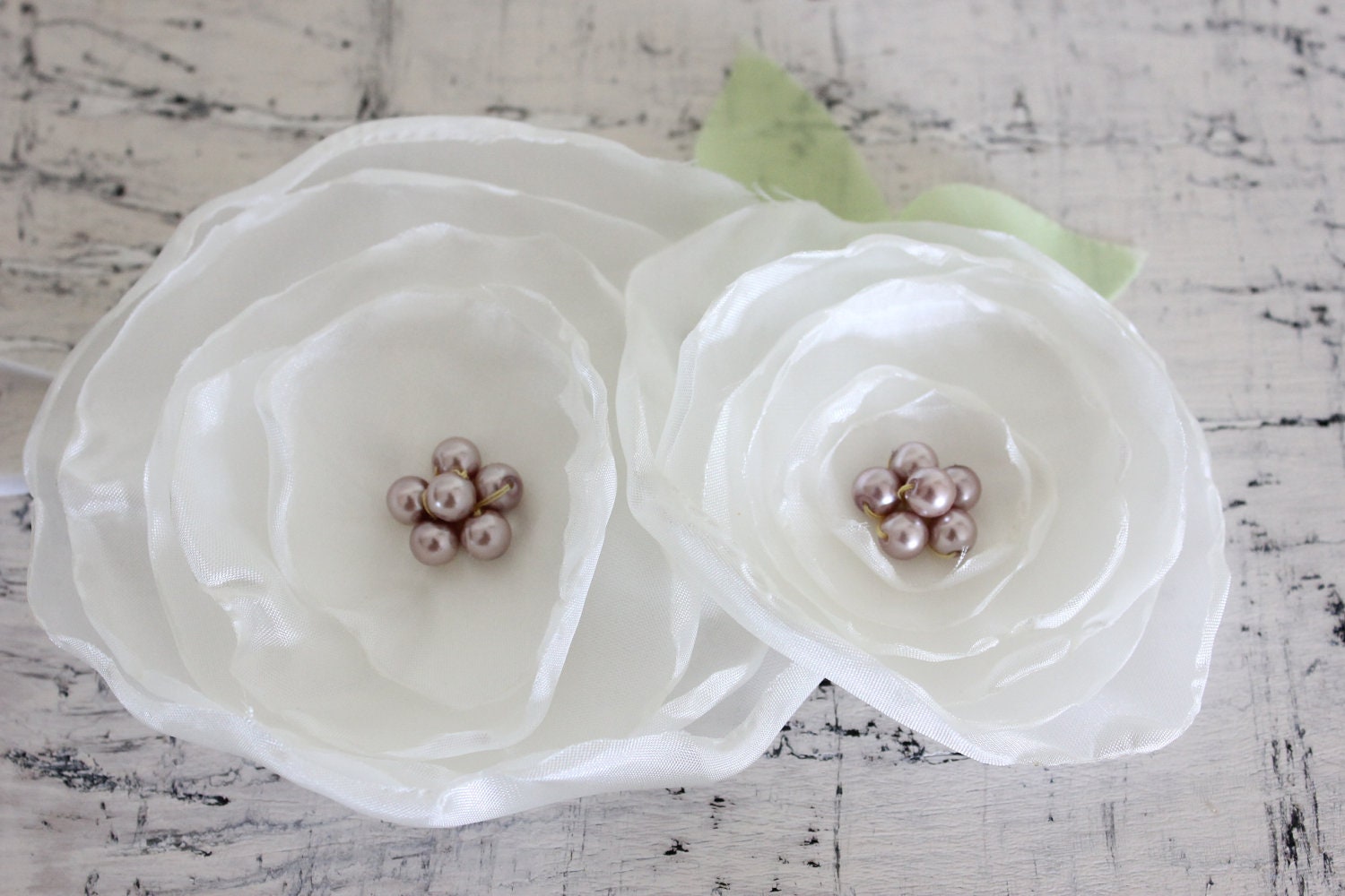 White Satin Flower Headband