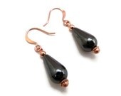 Hematite Earrings - Copper Earrings - Small Hematite and Genuine Copper Dangle Earrings
