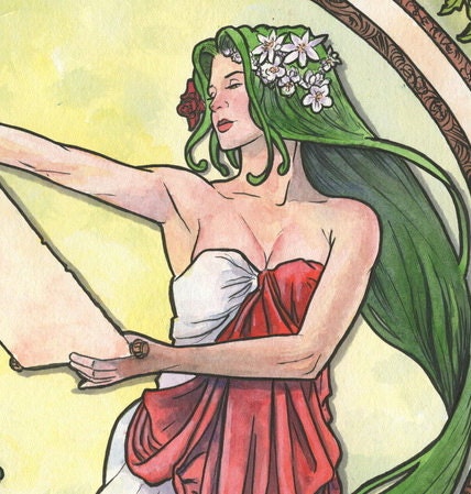 Limited Edition Art Print: Art Nouveau 08 Watercolor by Scott Christian Sava
