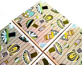 Mushroom Ceramic Coasters, Grey Home Decor, Trippy Mushroom Art, Ceramic Tile Coasters