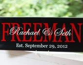 Personalized Wedding Gifts. Family Last Name Wood Sign with Established Date.