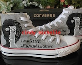 custom converse John Lennon shoes hand painted on Canvas shoes sneaker great gift