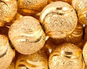 22kt Gold Plated 12mm Round Beads, Stardust with Shiny Waves Item: 401951