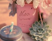 Wedding Decor / Centerpiece / Vase / Reception / Painted and Distressed Shabby Chic Mason Jar