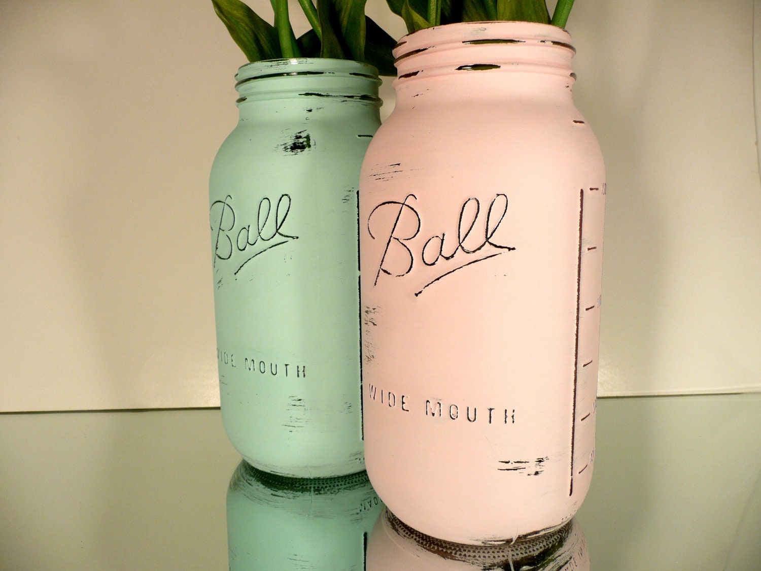 Long Board Love - Spring Wedding Decor - Large Painted Ball Mason Jars