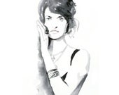 Fashion portrait woman ART PRINT 13X19 original watercolor painting illustration home wall decor  modern contemporary reproduction poster