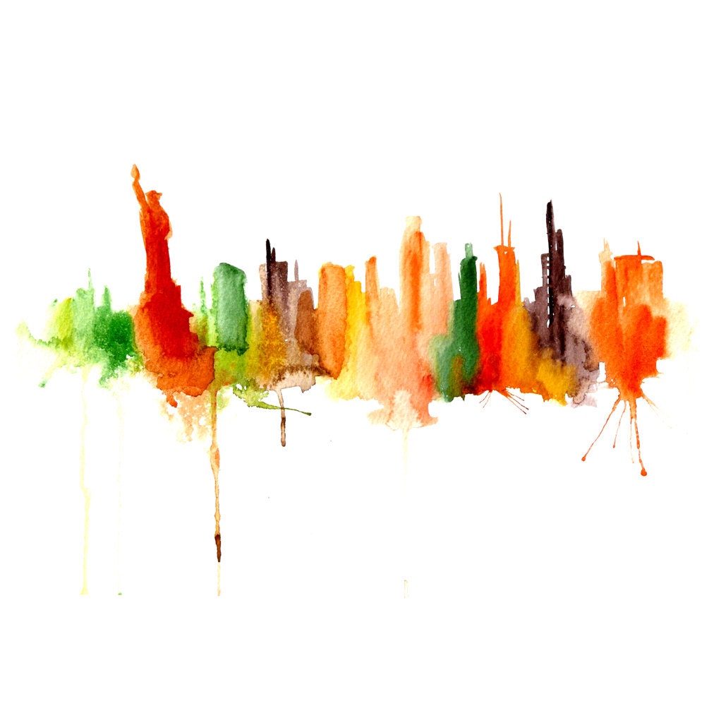 New York illustration ART PRINT 13X19  watercolor painting