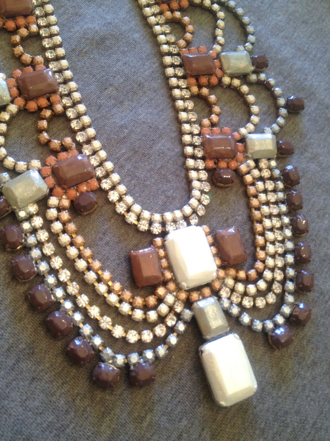 Custom Metallic Vintage Rhinestone Statement Necklace - Dannijo look