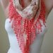 New - Mother's Day Gift - Salmon Flowered Scarf with Salmon Trim Edge - Spring Trend