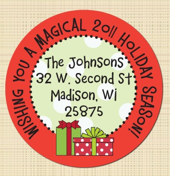 Personalized Christmas Stickers, Holiday Labels, Holiday Gift Stickers, Envelope Seals, Favor Stickers, Christmas Cards