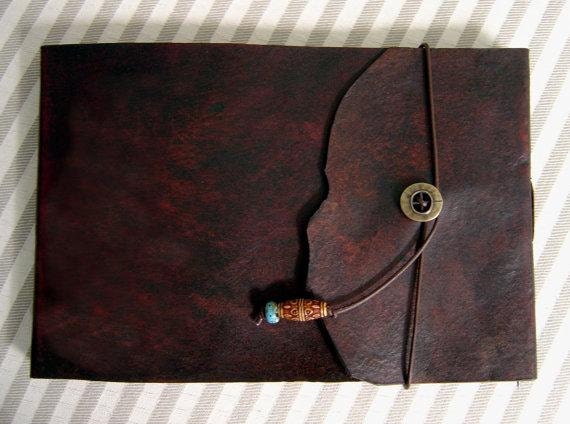 Medium Refillable Leather Sketchbook with Natural Edge, Journal, Sketch Pad, Notebook, Guest Book