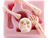 Skeleton fondant mold - skull and bones food mold - candy skull mold - isomalt skeleton mold - food safe silicone mold