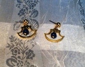 Vintage Lapis & Yellow Gold Jeffersonian Earrings