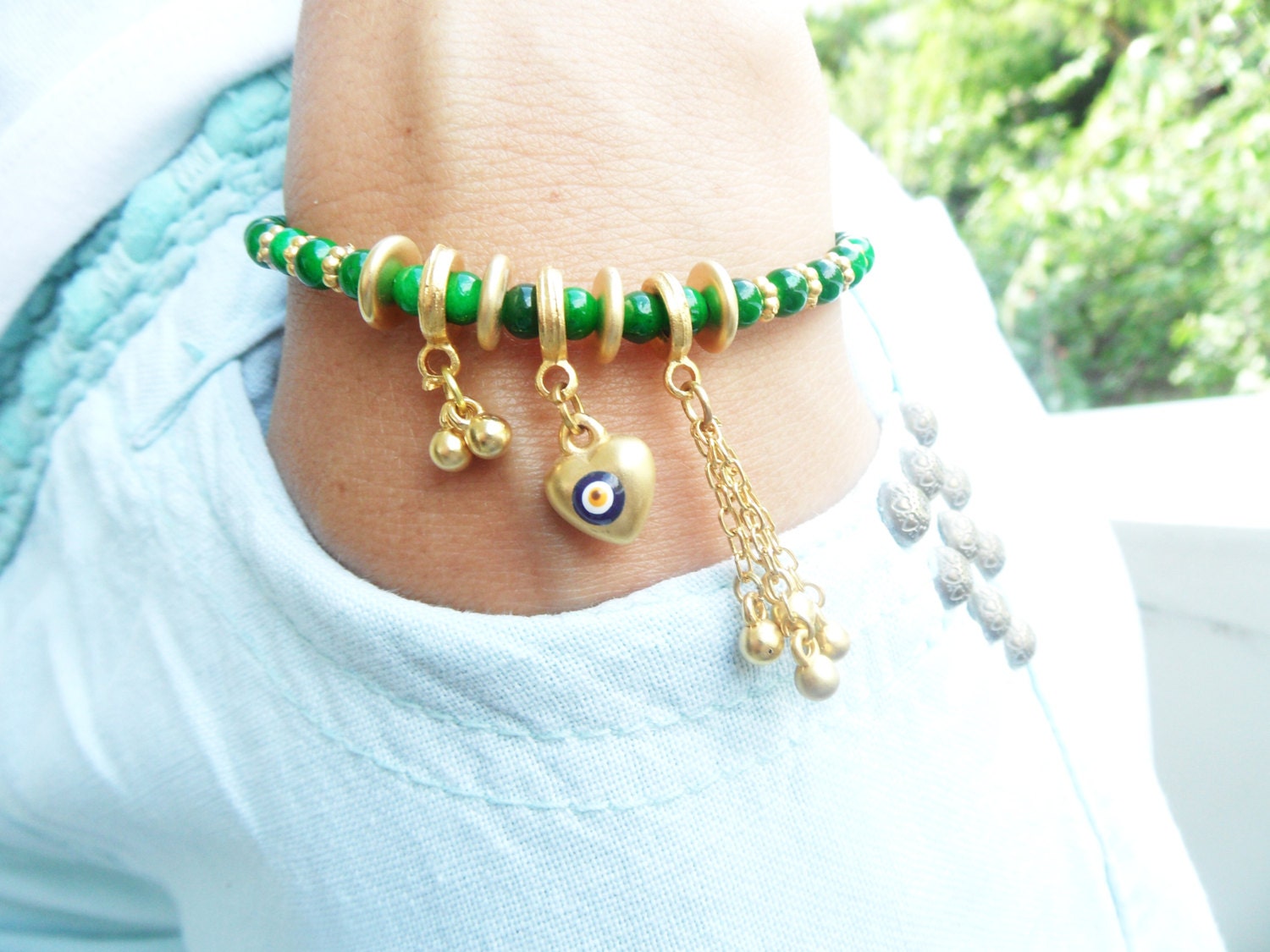 evil eye ethnic bracelet pendant jewelry gold plated charm spacers authentic oriental accessories islamic arabic birthday gitt women
